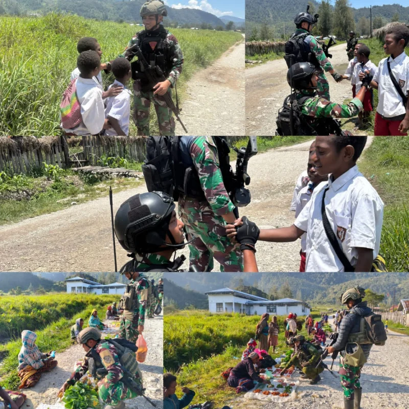 Hangatnya Kebersamaan di Komopa, Satgas Yonif 2 Marinir Lariskan Hasil Bumi Warga dan Tebar Senyum Anak-Anak