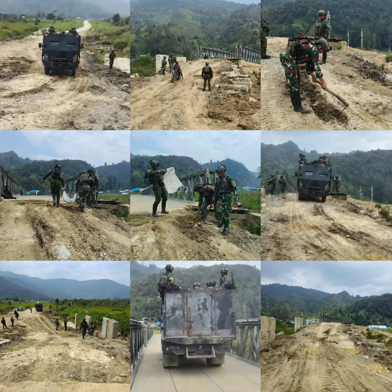 Satgas HABEMA Yonif 2 Marinir Rampungkan Tahap Akhir Perbaikan Jembatan Kampung Komopa, Buka Harapan Baru bagi Perekonomian Warga
