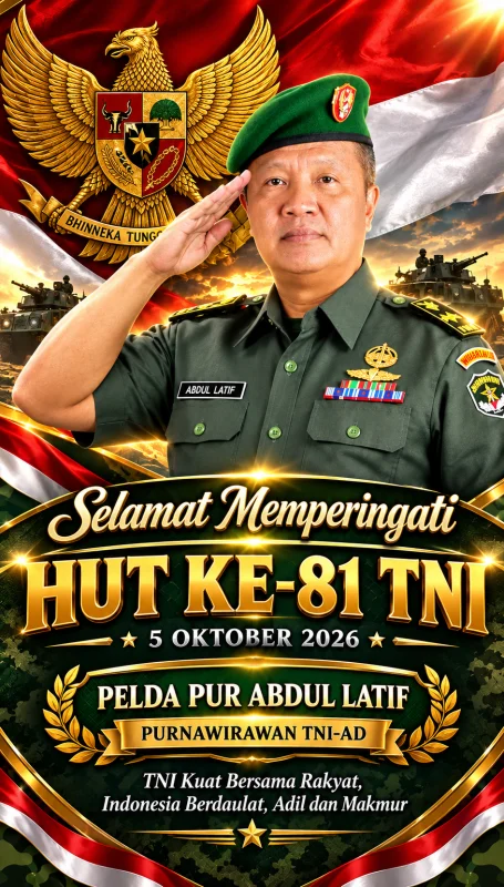 Pelda Pur Abdul Latif Ucapkan Selamat HUT ke-81 TNI, Teguhkan Semangat Pengabdian kepada Bangsa