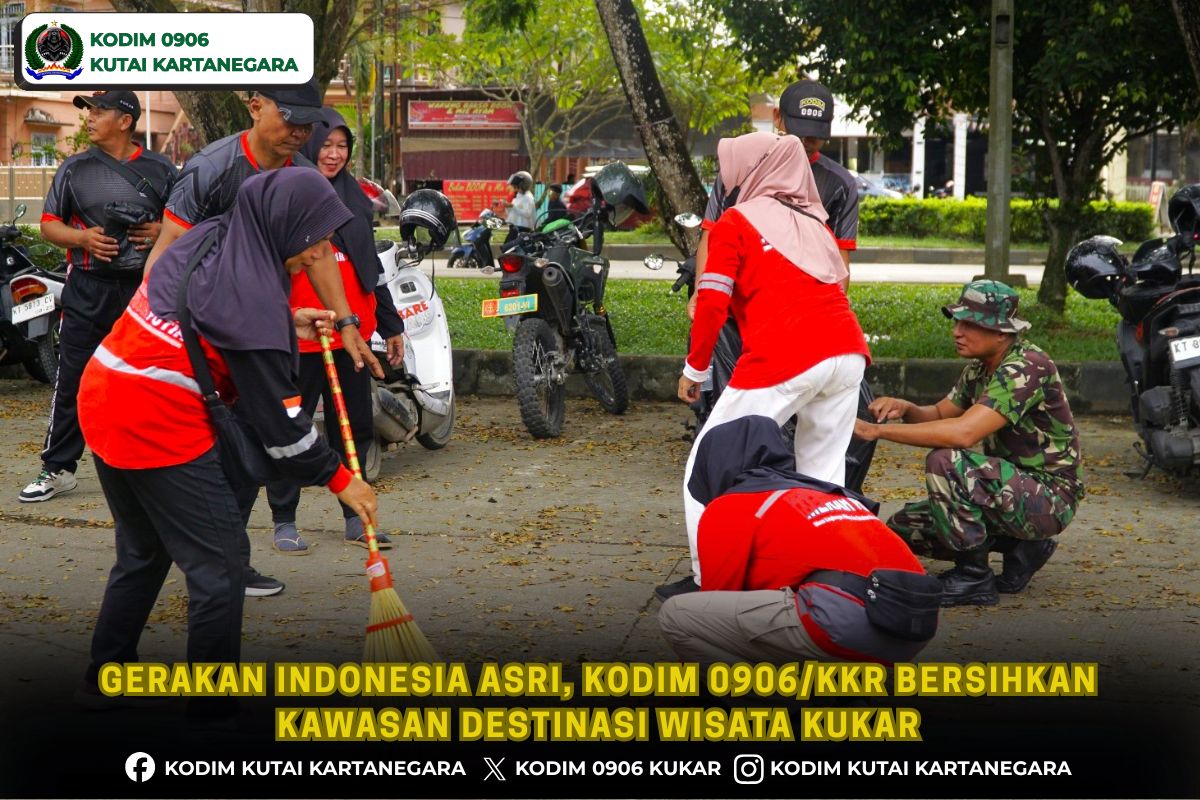 Gerakan Indonesia Asri, Kodim 0906/Kkr Bersihkan Kawasan Destinasi Wisata Kukar 1 foto website1