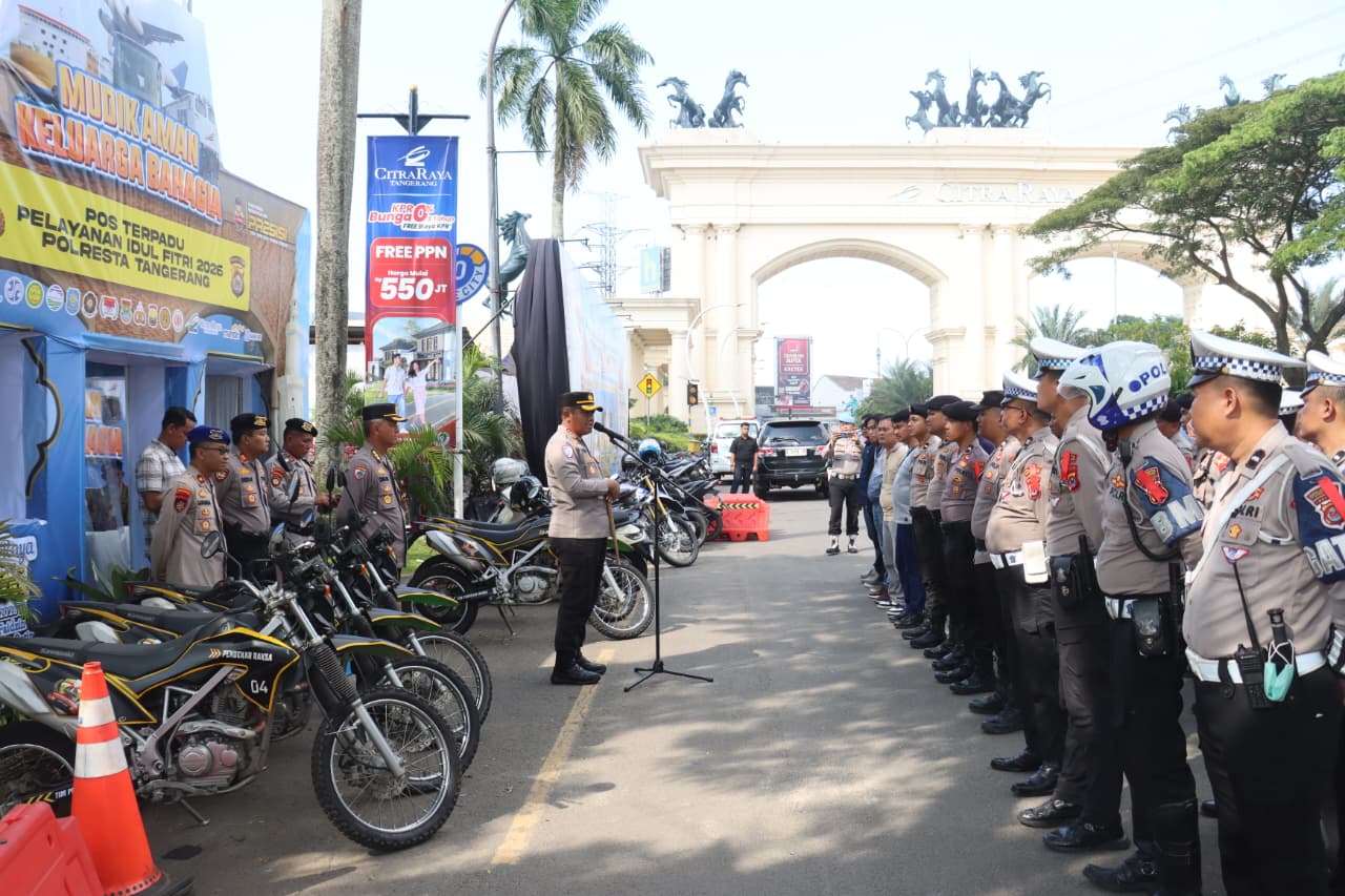 Kapolresta Tangerang Pimpin Apel Siaga Ops Ketupat Maung 2026 di Pos Terpadu Citra Raya