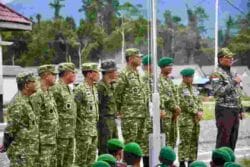 Wapang TNI Dampingi Menhan RI Tinjau Kesiapan Yonif TP 805/KSW di Papua Barat