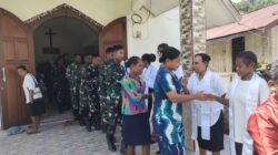 Iman dan Kerohanian Terjaga, Anggota Satgas TMMD ke-128 Kodim 1801/Manokwari Laksanakan Ibadah Minggu Bersama Warga