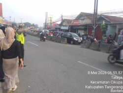 Personel Lantas Polsek Cikupa Laksanakan PECAK Pagi di Pertigaan Columbus PT Chingluh