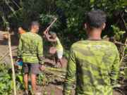 Bersama Warga, Satgas TMMD Ke-128 Kodim 1801/Manokwari Bersihkan Lahan 2 Hektare untuk Tanam Kakao