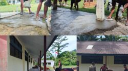 TMMD Ke-128 Kodim 1801/Manokwari Laksanakan Pengecoran Lantai Teras SD Inpres 62 Asai
