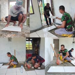 RTLH TMMD Ke-128 Kodim 1801/Manokwari Mulai Tahap Pemasangan Keramik Manokwari