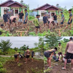 Satgas TMMD Ke-128 Kodim 1801/Manokwari Gotong Royong Bersihkan Pekarangan RTLH