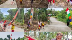 Antusias Warga Pasang Umbul-Umbul jelang Penutupan TMMD Ke-128 Kodim 1801/Manokwari