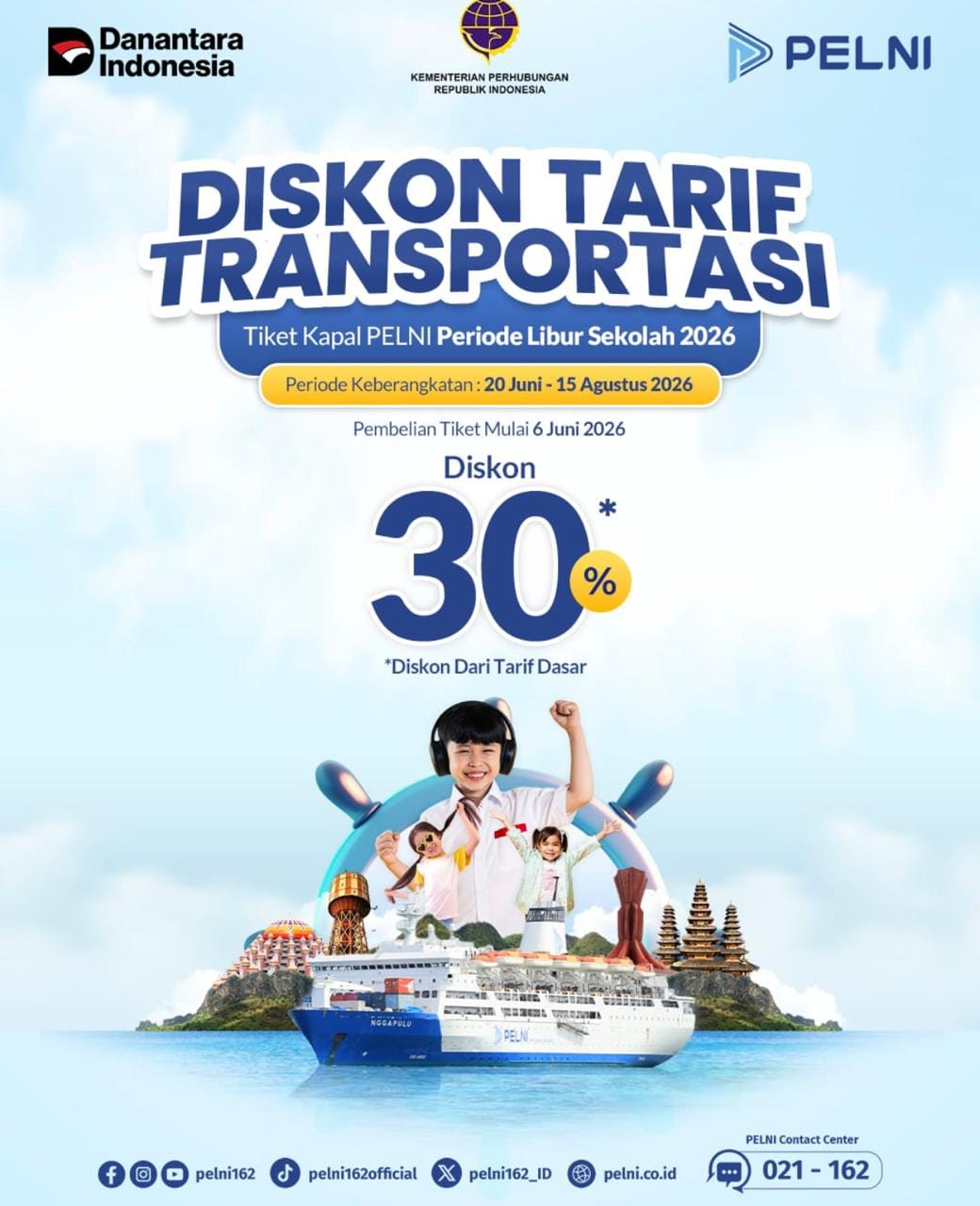 Gembirakan Libur Sekolah! Pelni Sorong Kembali Buka Diskon 30% Tiket Kapal 20 Juni – 15 Agustus 2026, Jhoni Rachman: Ayo Pulang Kampung Tanpa Bebani Dompet