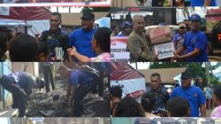 Ditpolairud Polda PBD Gelar Bhakti Sosial dan Gotong Royong Bantu Korban Kebakaran di Perumahan Nelayan Kota Sorong