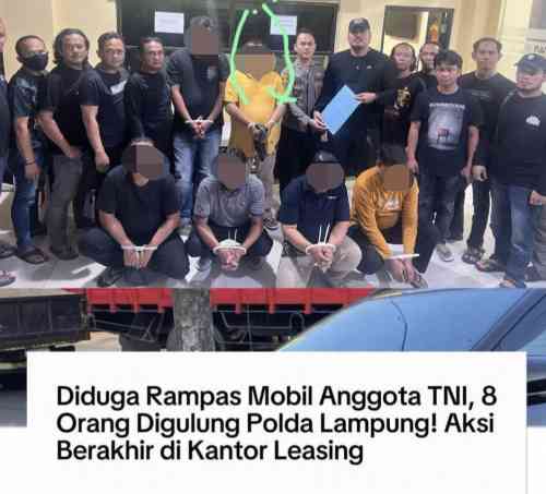 Polda Lampung Bekuk 8 Pelaku Perampasan Pajero Milik Anggota TNI di Bandar Lampung