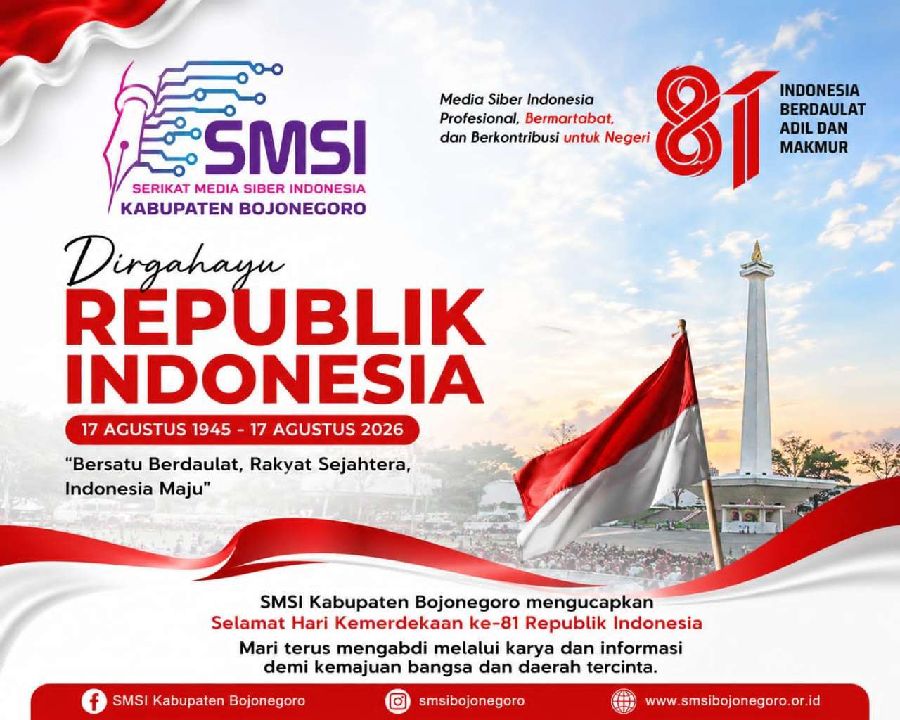 HUT ke-81 RI, SMSI Bojonegoro Dorong Pers Profesional dalam Ekosistem Media yang Sejahtera HUT ke-81 RI, SMSI Bojonegoro Dorong Pers Profesional dalam Ekosistem Media yang Sejahtera