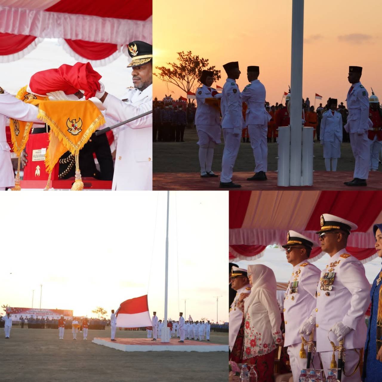 Koarmada III Hadiri Upacara Penurunan Bendera HUT Ke-81 Kemerdekaan RI Provinsi Papua Barat Daya