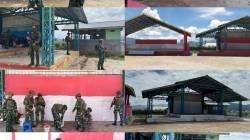Merah Putih Warnai Enarotali, Satgas Yonif 2 Marinir Percantik Fasilitas Umum Lapangan Karel Gobay