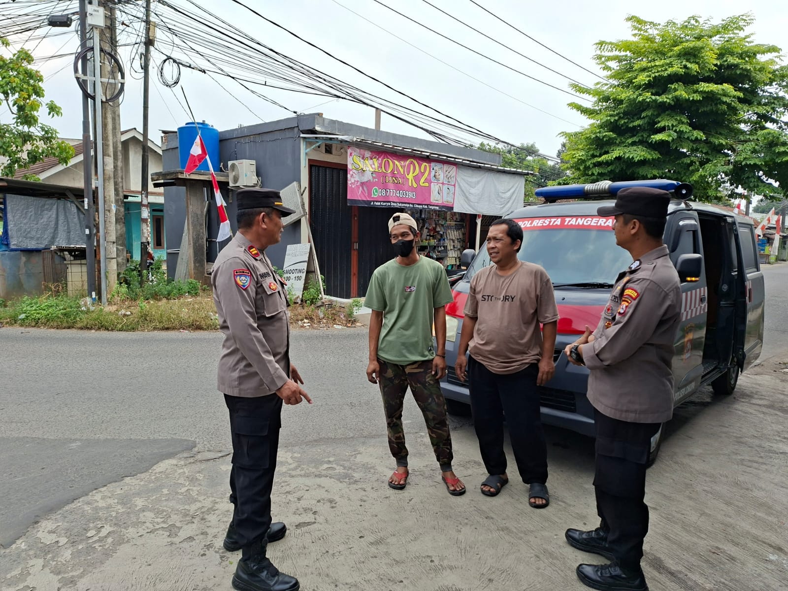Polsek Cikupa Gelar Patroli Public Address, Sampaikan Imbauan Pencegahan Karhutla