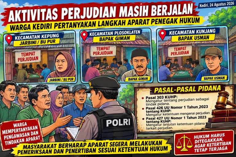 Perjudian Disebut Masih Beroperasi, Kepung, Plosoklaten dan Kunjang Jadi Sorotan