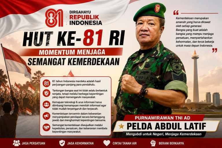 HUT ke-81 RI, Purnawirawan TNI AD Pelda Abdul Latif Ajak Masyarakat Rawat Semangat Kemerdekaan