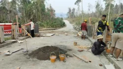 Progres Makin Terlihat, Kodim 1505/Tidore Lanjutkan Pembangunan Jembatan Armco