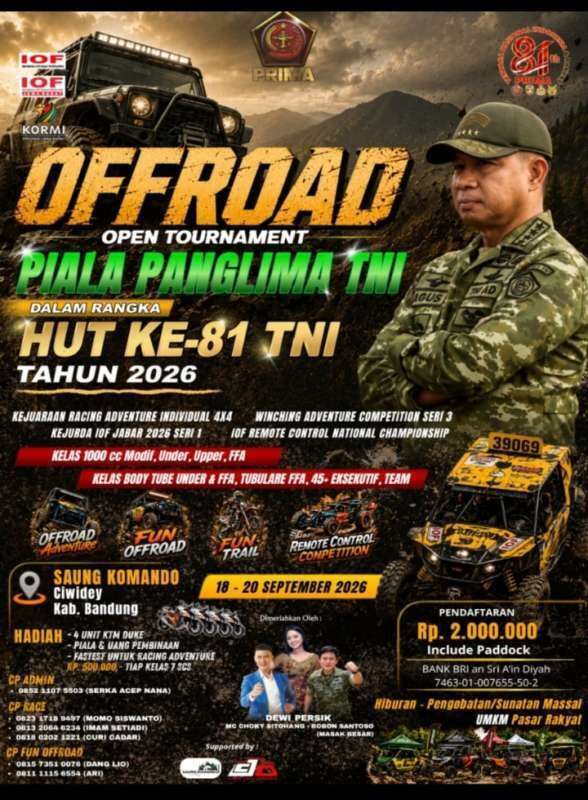 Bandung Menjadi Tuan Rumah Turnamen Offroad Terbuka Piala Panglima TNI