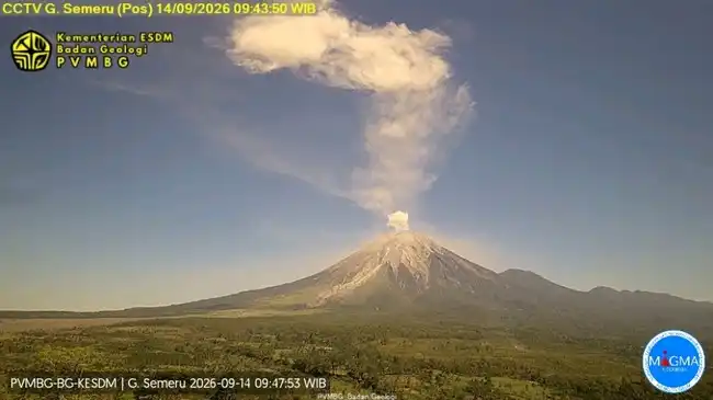 Erupsi Semeru pada 9 Oktober 2026, Status Gunung Berada di Level III Siaga